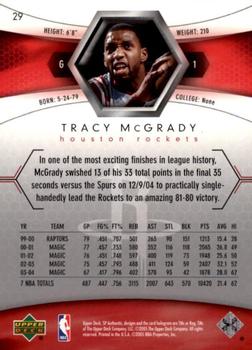 2004-05 SP Authentic #29 Tracy McGrady Back