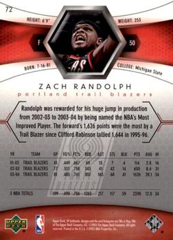 2004-05 SP Authentic #72 Zach Randolph Back