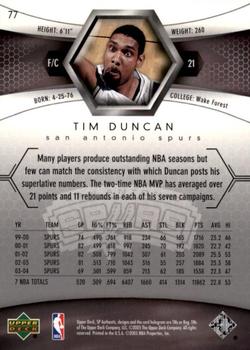 2004-05 SP Authentic #77 Tim Duncan Back
