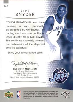 2004-05 SP Authentic #172 Kirk Snyder Back
