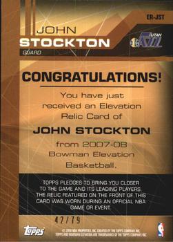 2007-08 Bowman Elevation - Relics Blue #ER-JST John Stockton Back