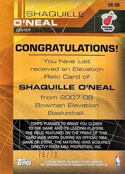 2007-08 Bowman Elevation - Relics Blue #ER-SO Shaquille O'Neal Back