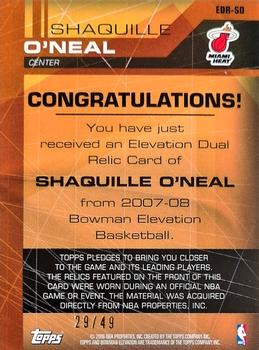 2007-08 Bowman Elevation - Relics Dual Blue #EDR-SO Shaquille O'Neal Back