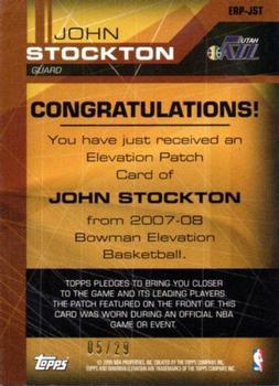 2007-08 Bowman Elevation - Relics Green #ER-JST John Stockton Back