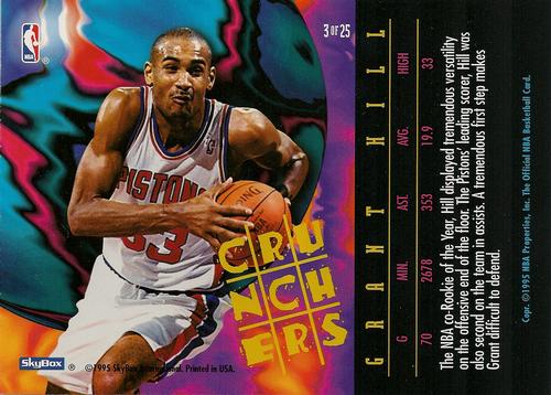 1995-96 Hoops - Grant Hill Number Crunchers Box Topper #3 Grant Hill Back