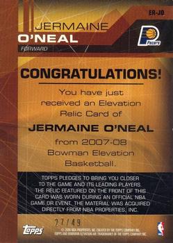 2007-08 Bowman Elevation - Relics Red #ER-JO Jermaine O'Neal Back