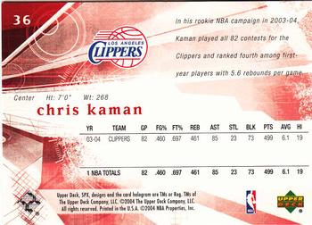 2004-05 SPx #36 Chris Kaman Back