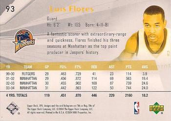 2004-05 SPx #93 Luis Flores Back