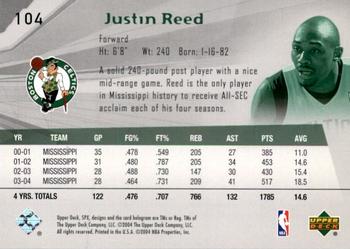 2004-05 SPx #104 Justin Reed Back