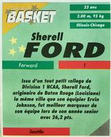 1995 French Sports Action Basket - Face 2 Face Seattle SuperSonics #NNO Sherell Ford Back