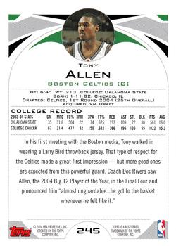 2004-05 Topps #245 Tony Allen Back