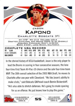 2004-05 Topps #55 Jason Kapono Back