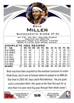 2004-05 Topps #58 Brad Miller Back