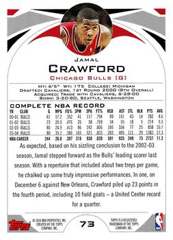 2004-05 Topps #73 Jamal Crawford Back
