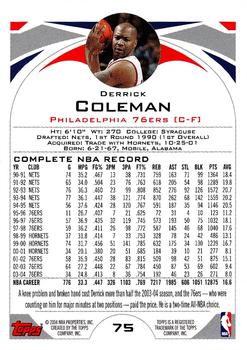2004-05 Topps #75 Derrick Coleman Back