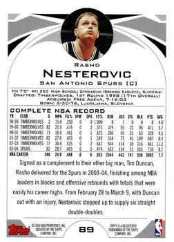 2004-05 Topps #89 Rasho Nesterovic Back