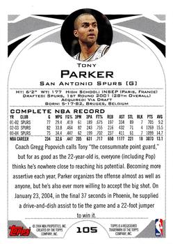 2004-05 Topps #105 Tony Parker Back