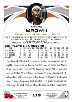 2004-05 Topps #113 Kwame Brown Back
