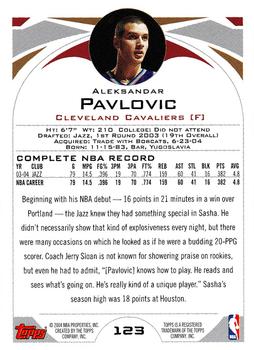 2004-05 Topps #123 Aleksandar Pavlovic Back