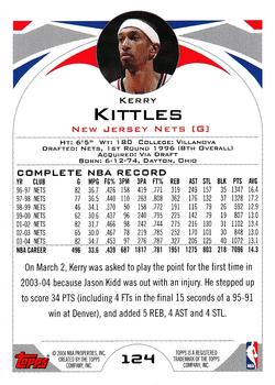 2004-05 Topps #124 Kerry Kittles Back