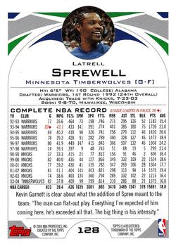 2004-05 Topps #128 Latrell Sprewell Back