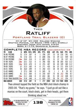 2004-05 Topps #138 Theo Ratliff Back