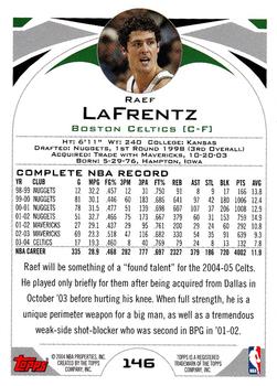 2004-05 Topps #146 Raef LaFrentz Back