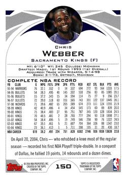 2004-05 Topps #150 Chris Webber Back