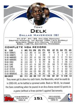 2004-05 Topps #151 Tony Delk Back