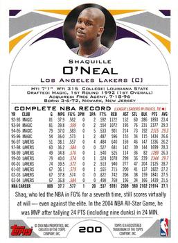 2004-05 Topps #200 Shaquille O'Neal Back