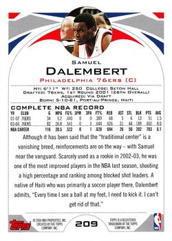 2004-05 Topps #209 Samuel Dalembert Back