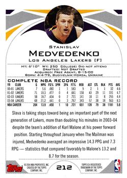 2004-05 Topps #212 Stanislav Medvedenko Back