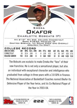 2004-05 Topps #222 Emeka Okafor Back