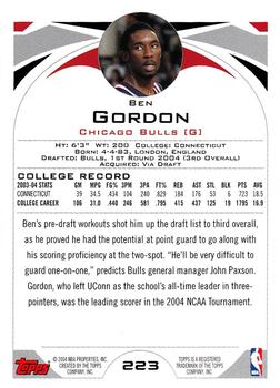 2004-05 Topps #223 Ben Gordon Back