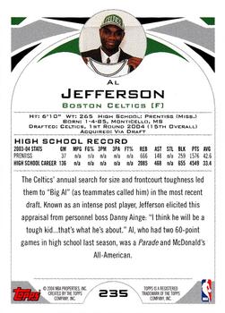 2004-05 Topps #235 Al Jefferson Back
