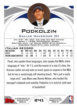 2004-05 Topps #241 Pavel Podkolzin Back
