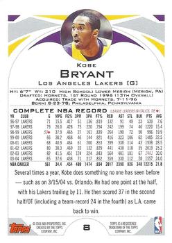 2004-05 Topps #8 Kobe Bryant Back