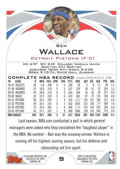 2004-05 Topps #9 Ben Wallace Back