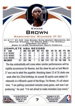 2004-05 Topps Chrome #7 Kwame Brown Back