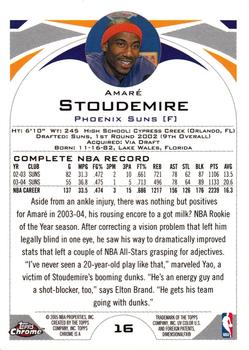 2004-05 Topps Chrome #16 Amare Stoudemire Back