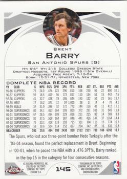 2004-05 Topps Chrome #145 Brent Barry Back