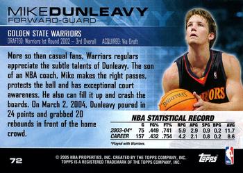 2004-05 Topps Luxury Box #72 Mike Dunleavy Back
