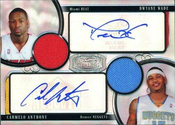 2007-08 Bowman Sterling - Relics Autographs Dual Refractors #SDAR-WA Dwyane Wade / Carmelo Anthony Front