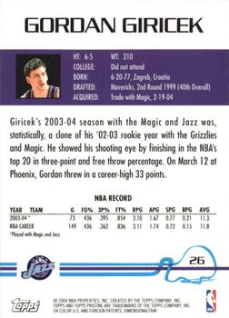 2004-05 Topps Pristine #26 Gordan Giricek Back