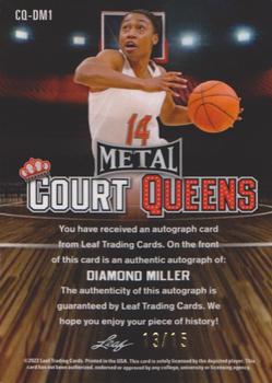 2021-22 Leaf Metal - Court Queens Autographs Purple Mojo #CQ-DM1 Diamond Miller Back