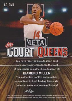 2021-22 Leaf Metal - Court Queens Autographs Silver #CQ-DM1 Diamond Miller Back