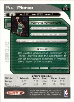 2004-05 Topps Total #2 Paul Pierce Back