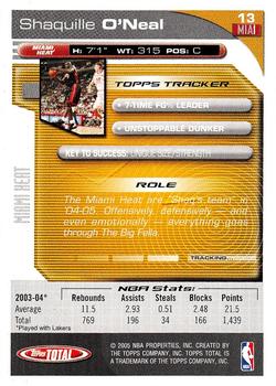 2004-05 Topps Total #13 Shaquille O'Neal Back