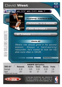 2004-05 Topps Total #17 David West Back