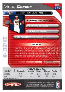 2004-05 Topps Total #26 Vince Carter Back